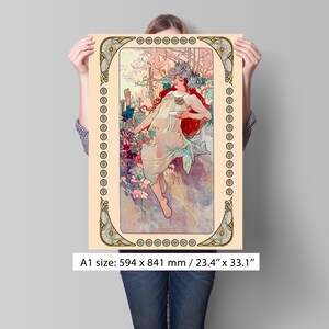 Jugendstil - vintage Plakat - Alphonse Mucha - 1896 ILLUSTRATION - Herbst- Premium Semi-Glossy Paper Poster