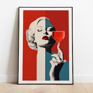 Poster artistico di moda e cocktail - Glam retrò - Poster in carta semilucida premium
