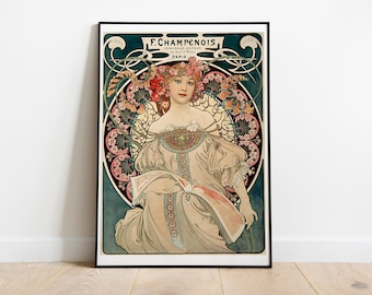Art Nouveau Poster - vintage poster - Alphonse Mucha Artwork- Semi Glossy Print