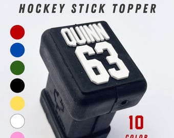 Custom Hockey Stick End Cap Topper 3D Printed Name and Number Personalized Hockey Gear Accessory Stocking Stuffer Gift for Players and Teams