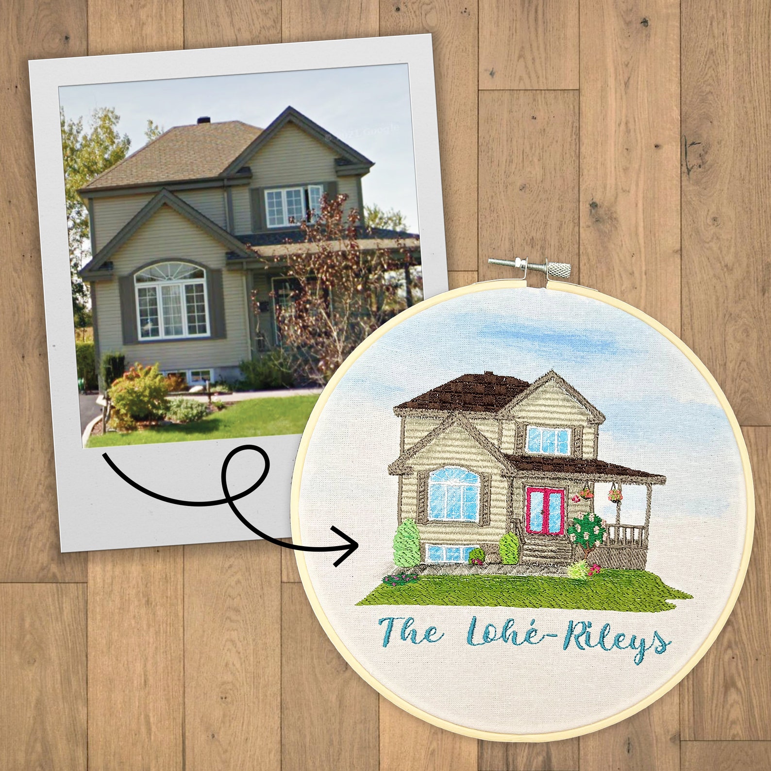 Custom Embroidered House Portrait Etsy