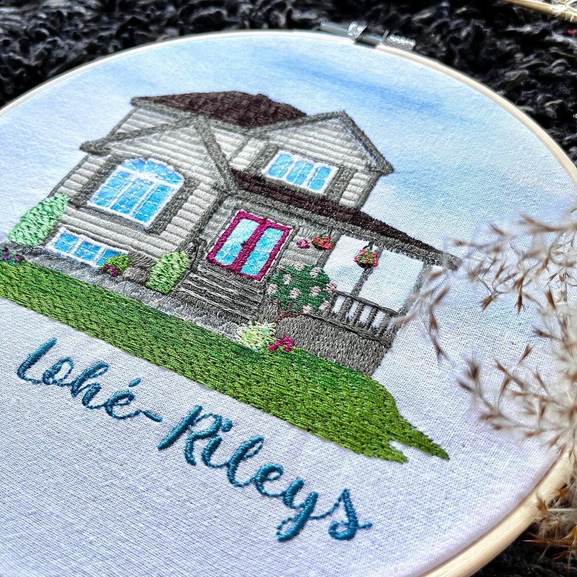 Custom Embroidered House Portrait Etsy