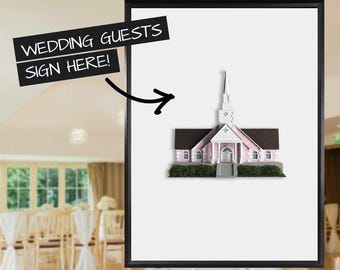 Custom Hand-Painted 3D Wedding Venue Guestbook | Framed 16”x20” Guest Sign-In Display