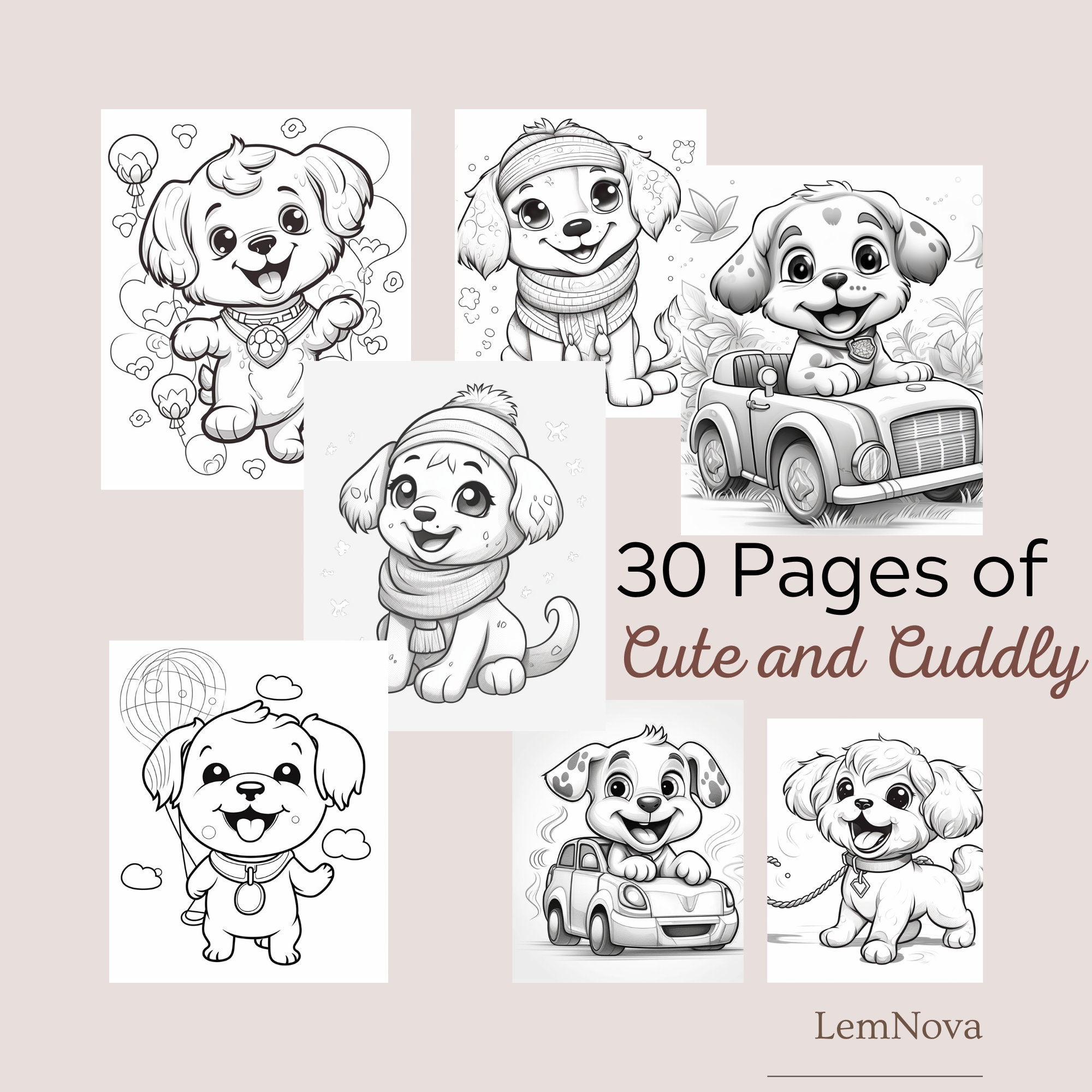 Puppy Playtime Coloring Pages for Kids/cute/cuddly/dogs/pdf/birthday