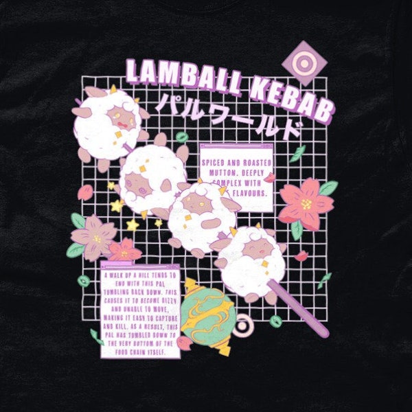 Palworld Anime Lamball Kebab Sakura Kawaii T-Shirt