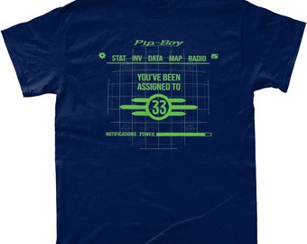 Fallout Pip-Boy Schirm Zugeordnet Vault 33 T-Shirt