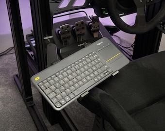 Dual-Arm Swivel Keyboard Holder for Aluminum Profile Sim Rigs - Fully Adjustable, Space-Saving Mount