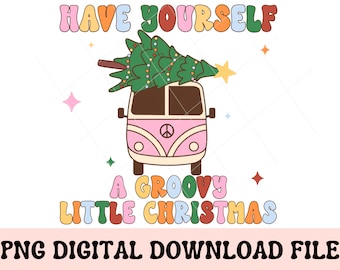 Groovy Christmas PNG, retro Christmas png, Christmas png, Christmas shirt design, Christmas van png, Christmas tree png, Christmas vibes
