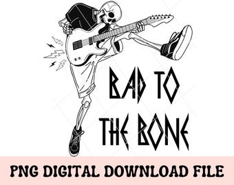 Rocker Skeleton PNG, skeleton with guitar, halloween png, halloween skeleton, spooky season png, bad to the bone png, kids halloween png