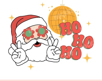 Disco Santa PNG santa ho ho ho png retro santa christmas disco shirt design cute santa png christmas santa tshirt png santa sublimation png
