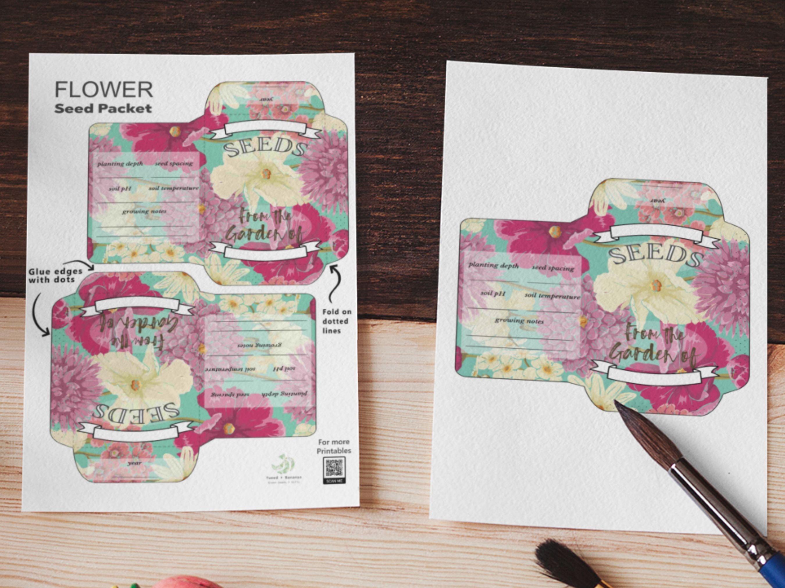 Printable Garden Seed Saver Packets. Bundle of Vintage Flowers, Fruits ...