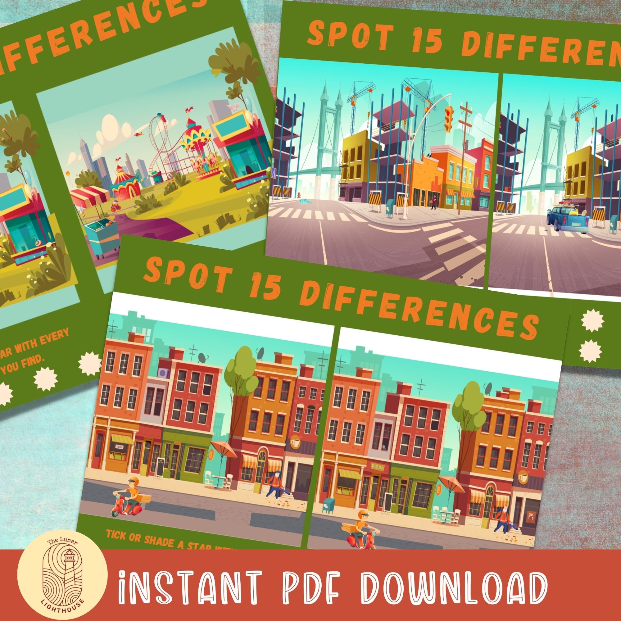 Challenging Spot the Difference Puzzle Game. Easy Instant Download ...