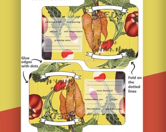 Printable Garden Seed Saver Envelope. Easy to Download and Print PDF Seed Saving Packet. Instant Digital Download. Vintage Vegetable Print.