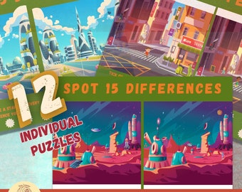 Fun Spot the Difference Puzzle Game. Instant Download Printable. Family ...