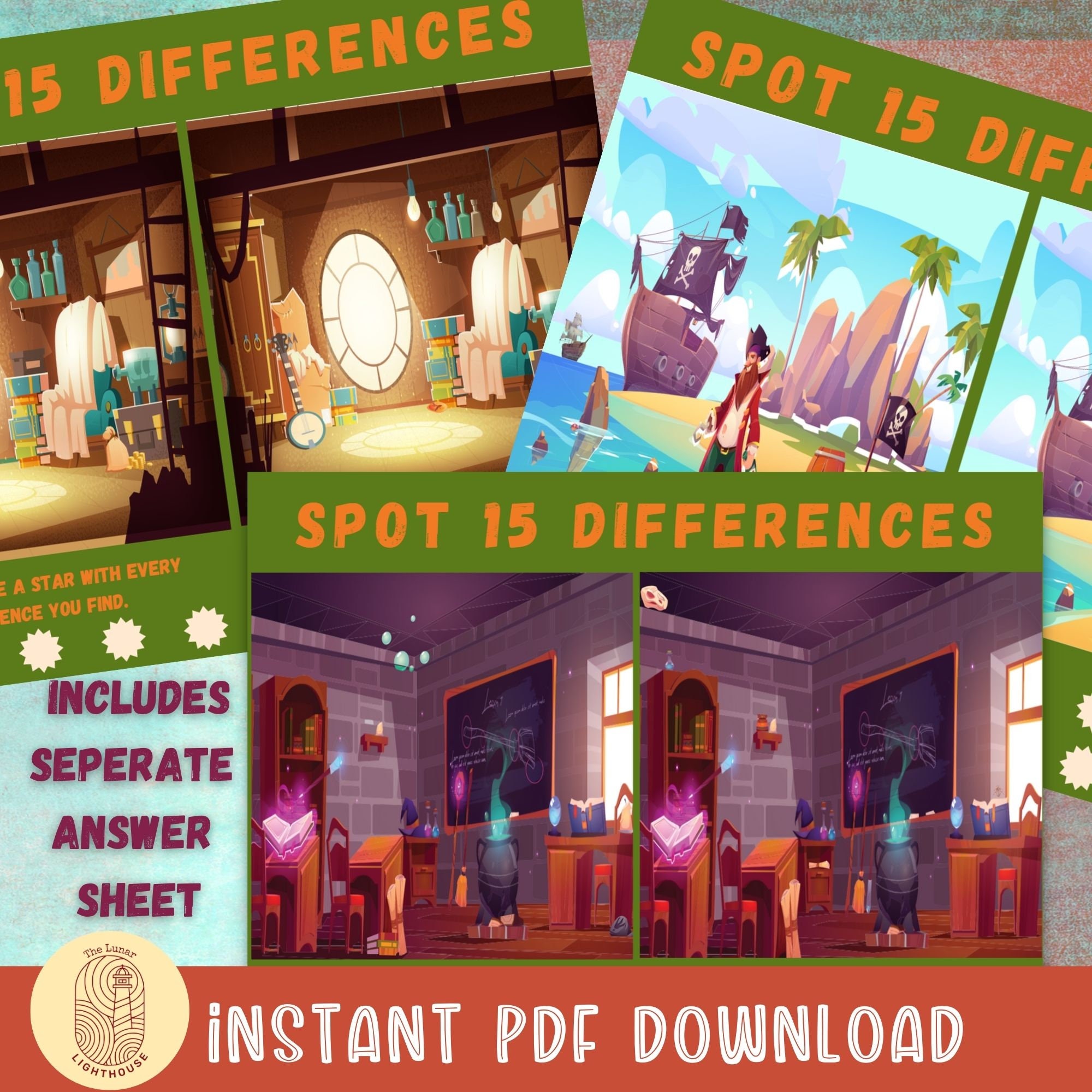 Challenging Spot the Difference Puzzle Game. Easy Instant Download ...