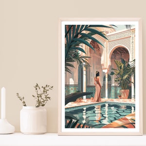 Moroccan Lady Print, Moroccan Architecture, Moroccan Poster, Arabic, Morocco Wall Art, Woman Print, Woman Art, Botanical Print, Marrakesh
