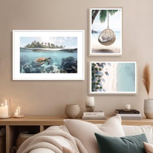 Turtle Print (L), Turtle Poster, Underwater Turtle Picture, Sealife Underwater, Animal Pictures, Tropical Style, Sealife Print, Coral Reef image 2