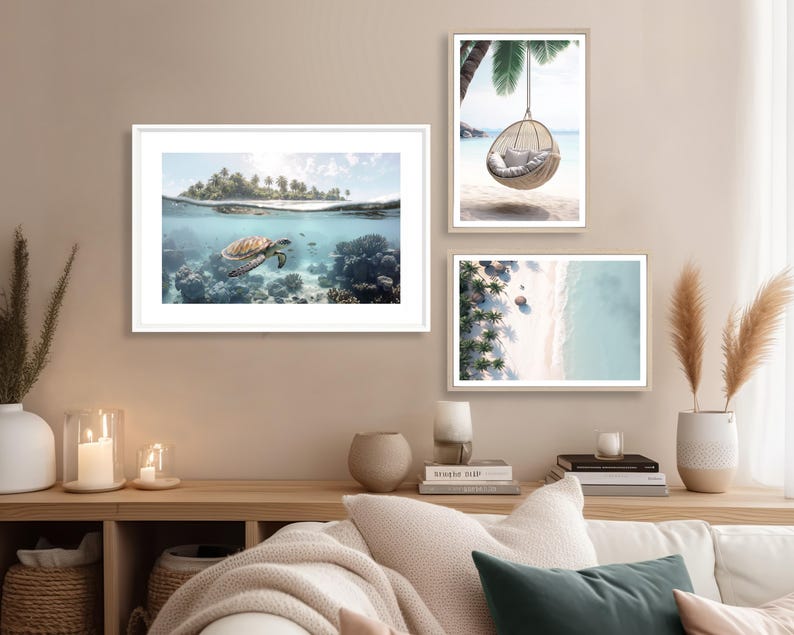 Turtle Print (L), Turtle Poster, Underwater Turtle Picture, Sealife Underwater, Animal Pictures, Tropical Style, Sealife Print, Coral Reef image 2
