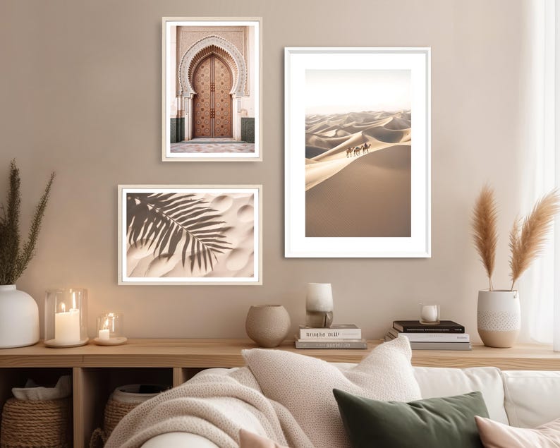 Palm Leaf Print (L), Desert Poster, Leaf Print, Desert Poster, Sand, Moroccan Style, Morocco, Golden Sand Print, Palm Leaf Decor, Botanical image 2