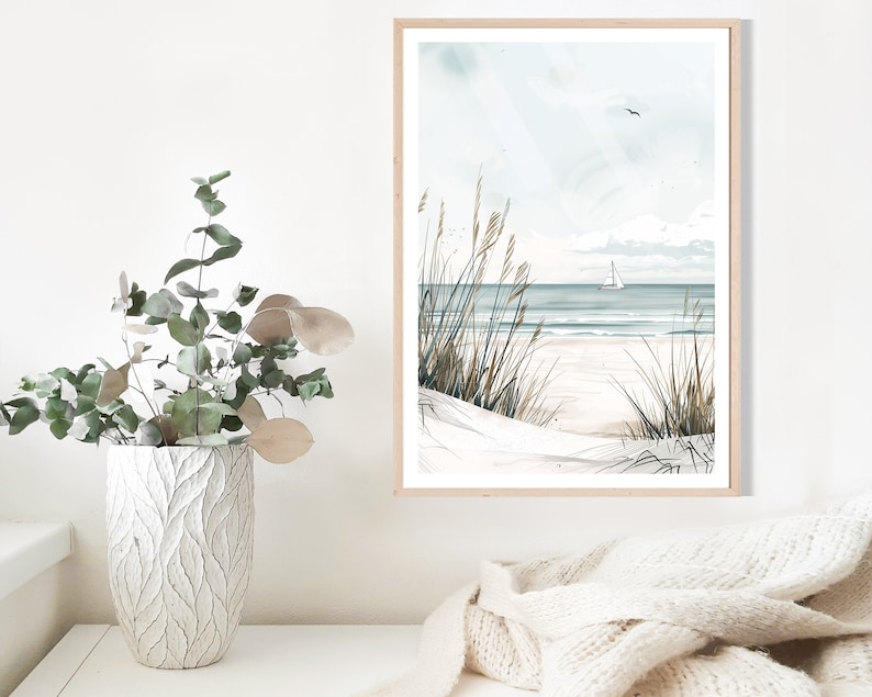 Neutral Beach Print, Natural Beach Picture, Coastal Art, Seaside Poster, Modern Home Decor, Minimalistic Print, Neutral Tones, Sea, Shore image 3