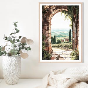 Tuscany Arch Print, Tuscany Wall Art, Italian Landscape Picture, Mediterranean Landscape Decor, Countryside Poster, Archway, Rural Italy image 2
