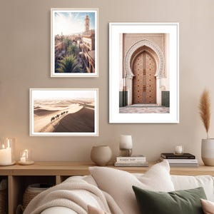 Desert Camels Print (L), Desert Poster, Camel Wall Art, Desert Landscape, Sand, Moroccan Style, Morocco, Golden Sand Print, Camel Decor image 2