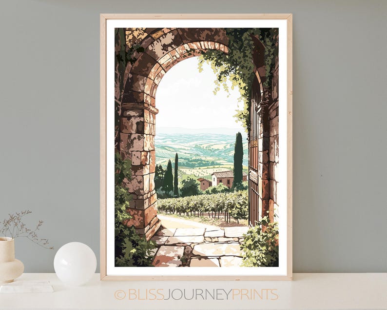 Tuscany Arch Print, Tuscany Wall Art, Italian Landscape Picture, Mediterranean Landscape Decor, Countryside Poster, Archway, Rural Italy image 7