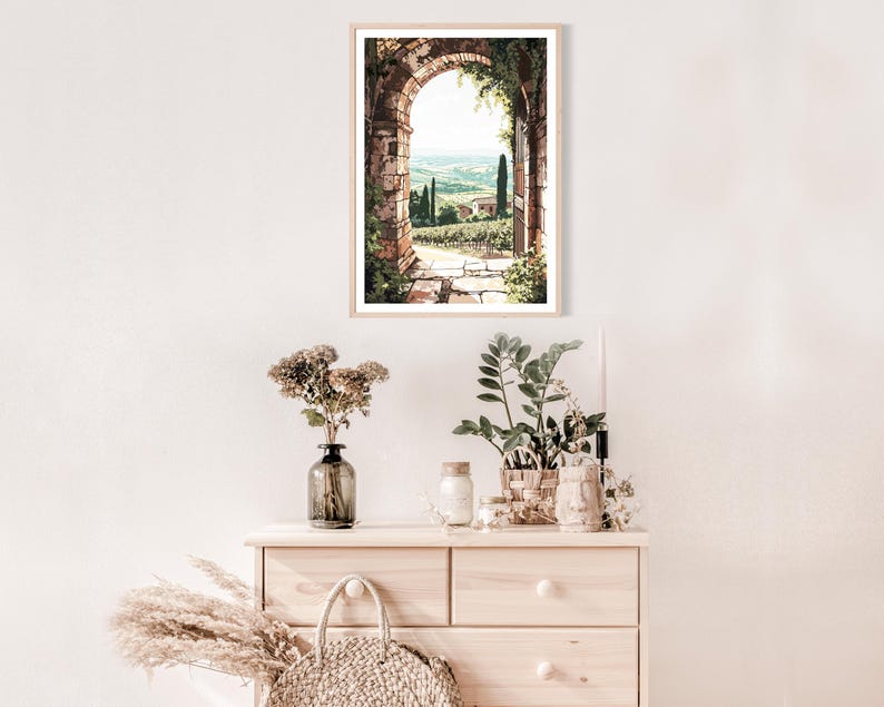 Tuscany Arch Print, Tuscany Wall Art, Italian Landscape Picture, Mediterranean Landscape Decor, Countryside Poster, Archway, Rural Italy image 3