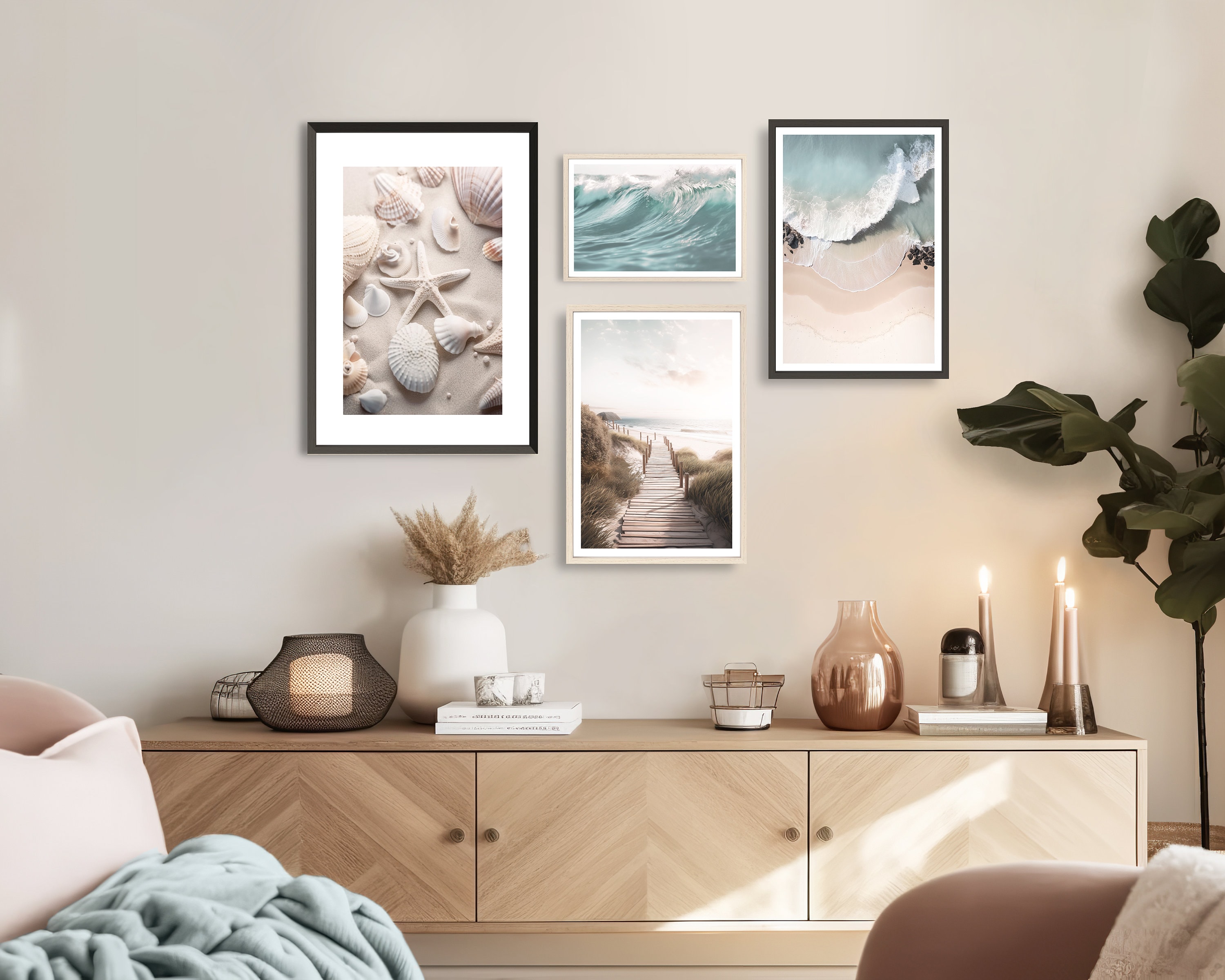 Zen Shell Decor Starfish Shells Print (P), Beach Wall Art, Sand, Seashells, Coastal ...
