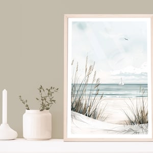 Neutral Beach Print, Natural Beach Picture, Coastal Art, Seaside Poster, Modern Home Decor, Minimalistic Print, Neutral Tones, Sea, Shore image 2