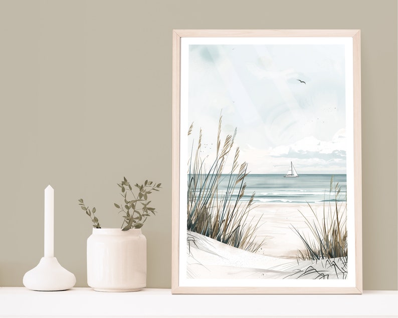 Neutral Beach Print, Natural Beach Picture, Coastal Art, Seaside Poster, Modern Home Decor, Minimalistic Print, Neutral Tones, Sea, Shore image 2