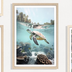 Unterwasser Schildkröte Poster: Tropisches Korallenriff Sealife Poster