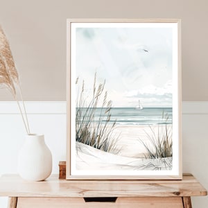 Neutral Beach Print, Natural Beach Picture, Coastal Art, Seaside Poster, Modern Home Decor, Minimalistic Print, Neutral Tones, Sea, Shore image 1