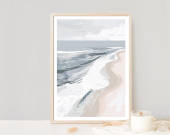 Aerial Beach Print, Neutral Beach Picture, Coastal Art, Seaside, Modern Home Decor, Minimalistic Artwork, Neutral Colours, Sea, Shoreline