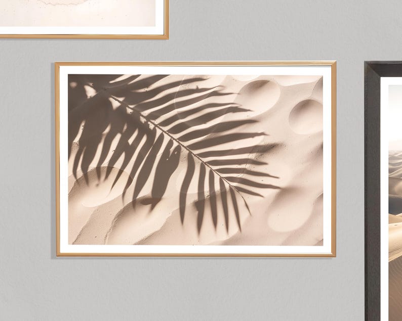 Palm Leaf Print (L), Desert Poster, Leaf Print, Desert Poster, Sand, Moroccan Style, Morocco, Golden Sand Print, Palm Leaf Decor, Botanical image 1