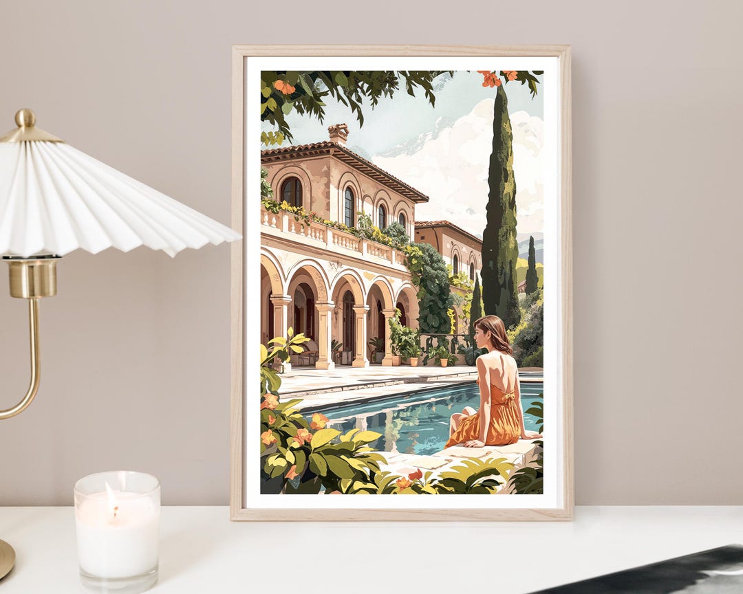 Tuscany Villa Print: Italian Landscape Art, Mediterranean Decor - Etsy