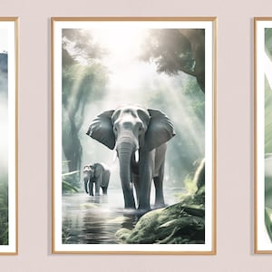 Impresión de elefante (P), cartel de elefante, cartel de animales tropicales, arte de la pared de la naturaleza, arte de elefante, animal salvaje, elefante de la selva, impresión animal