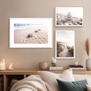 Baby Turtles Print (L), Beach Turtle Poster, Towards The Ocean, Cute Animal Print, Nature, Beach Poster, Calm, Beige, Golden Sand, Shoreline image 2