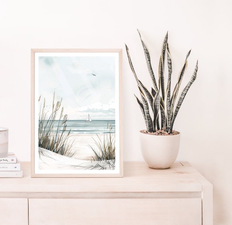 Neutral Beach Print, Natural Beach Picture, Coastal Art, Seaside Poster, Modern Home Decor, Minimalistic Print, Neutral Tones, Sea, Shore image 4