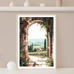 Tuscany Arch Print, Tuscany Wall Art, Italian Landscape Picture, Mediterranean Landscape Decor, Countryside Poster, Archway, Rural Italy image 1