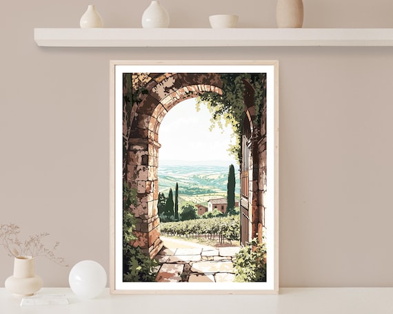 Tuscany Arch Print, Tuscany Wall Art, Italian Landscape Picture, Mediterranean Landscape Decor, Countryside Poster, Archway, Rural Italy