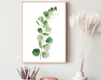 Eucalyptus Print 01, Eucalyptus Poster, Botanical Picture, Green Leaves Wall Art, Minimalistic Print, Watercolour Style, Plant Decor, Leaf