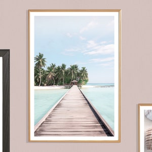 Stampa di un molo tropicale (P), poster di un molo sulla spiaggia, immagine di un molo sulla spiaggia, mare del molo, spiaggia tropicale, sabbia, ponte di legno, passerella, costa tropicale