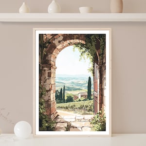 Tuscany Arch Print, Tuscany Wall Art, Italian Landscape Picture, Mediterranean Landscape Decor, Countryside Poster, Archway, Rural Italy