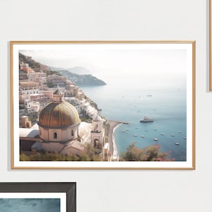 Amalfiküste-Druck (L), Amalfi-Druck, Amalfiküste-Poster, Mittelmeerküste, Meerblick, italienische Landschaft, atemberaubende Aussicht, Kapellenkuppeldach