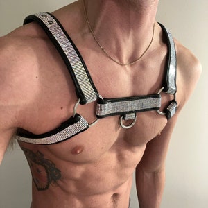 Men&#39;s Rhinestone Faux Leather Harness