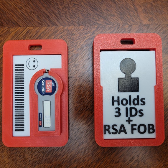 RSA Token Triple Badge Holder - Black 3D Printed ID Badge Holder With Secure Token Slot