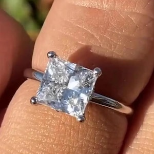 2 CT Princess Cut Moissanite Engagement Ring, 14k Solid White Gold Solitaire Proposal Ring, Anniversary Gift for Women, Proposal Ring