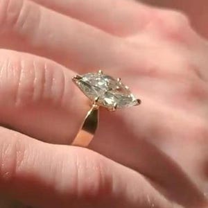3CT Marquise Cut Moissanite Marquise Cut Moissanite Solitaire in 14k Yellow Gold Anniversary Gift Elongated Marquise Promise For Woman