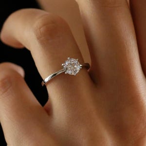 1.25 CT Round Cut Solitaire Ring in White Gold over Sterling Silver Diamond Solitaire Engagement Minimalist Ring Anniversary Gift For Her